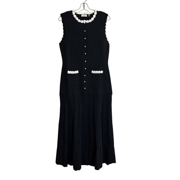 SANDRO Blossom Crochet-Trim Stretch Knit Maxi Dress Size 42 US 10 New with tag - Picture 1 of 6